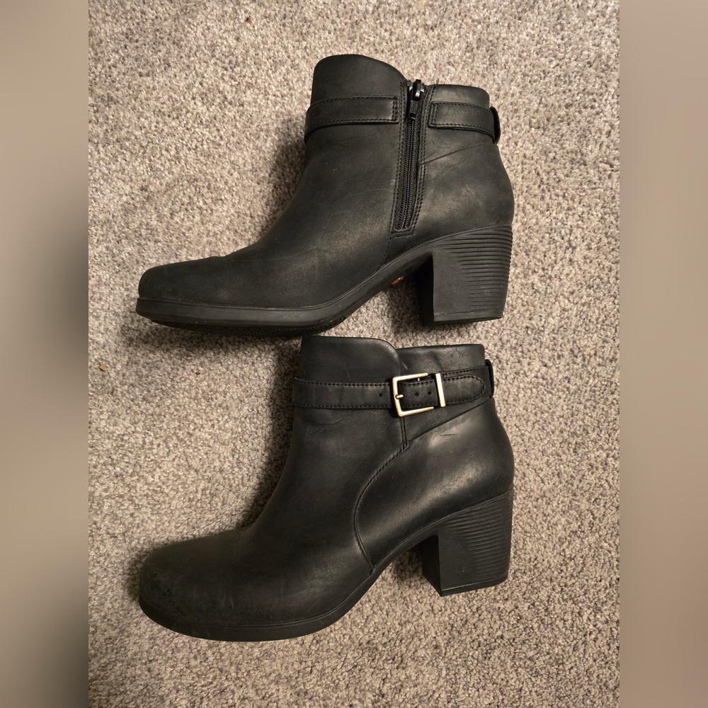 Clarks Leather Black Ankle Boots